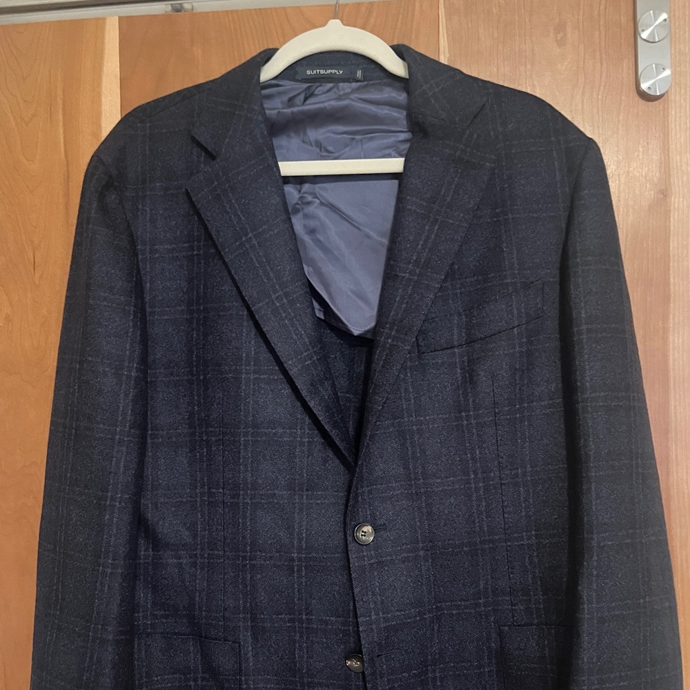 SuitSupply Havana Patch slim cut Navy patterned blazer